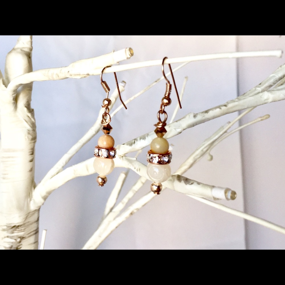 White Jade and Quartzite head dangle earrings